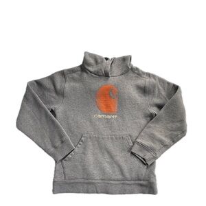 Carhartt Kids Hoodie Gray with Orange Logo Large – Cozy Pullover Sweatshirt